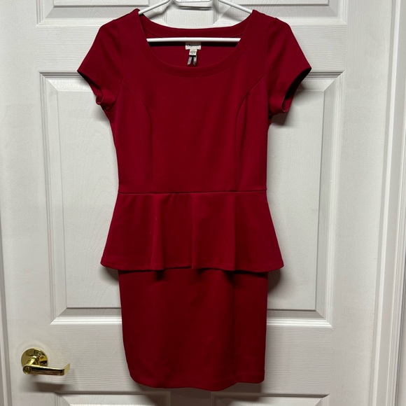 Red Peplum Dress - Picture 3 of 6
